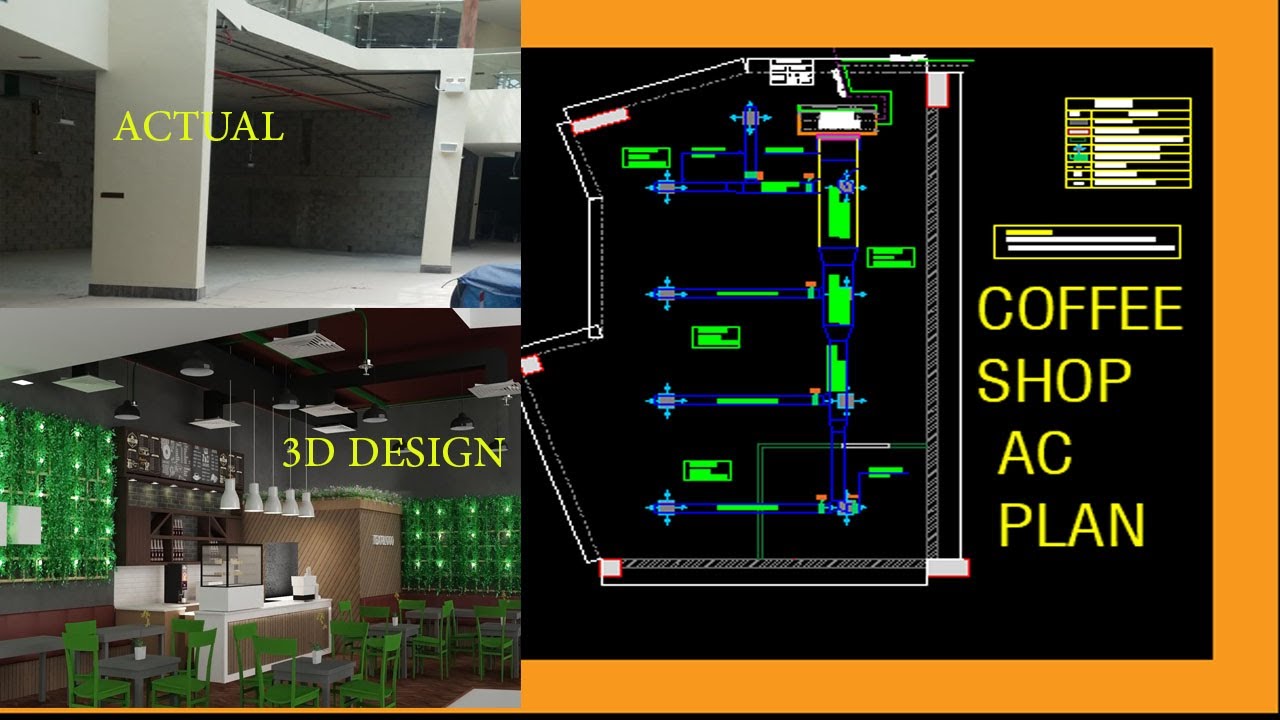 AutoCAD HVAC Plan For a Coffeeshop -Drawings Solution