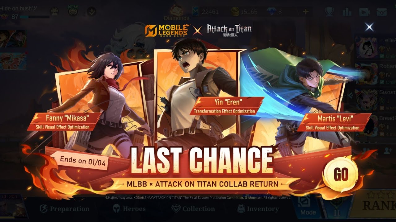 MLBB Attack on Titan Skins Premium Supply Draw Phase 1 & 2