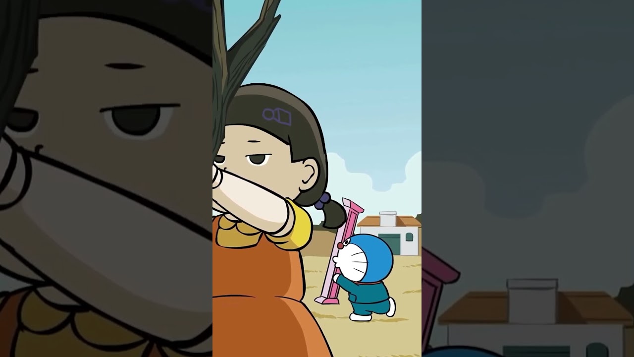 Doraemon chơi Squid Game c&ugrave;ng Nobita, Shizuka, Giant, Suneo | Tr&ograve; chơi con mực #shorts