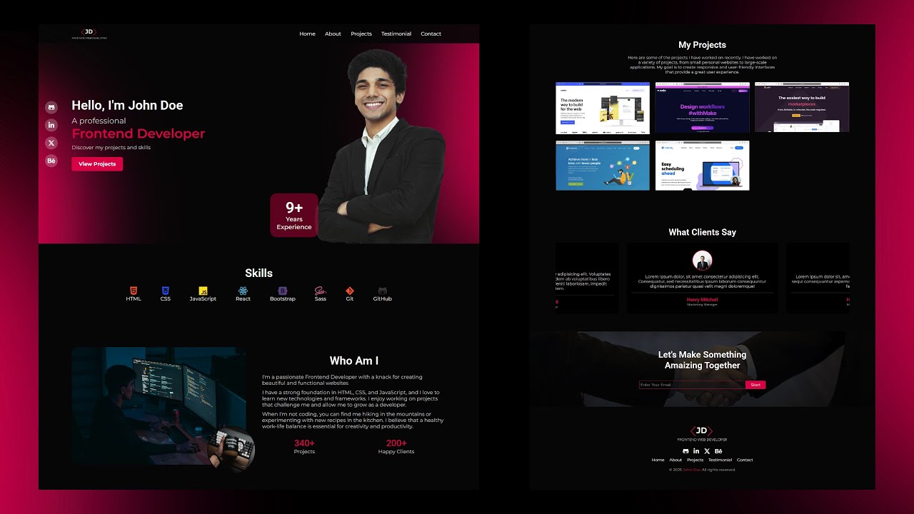 Personal Portfolio Website Using HTML CSS JavaScript (JS) | Responsive Website