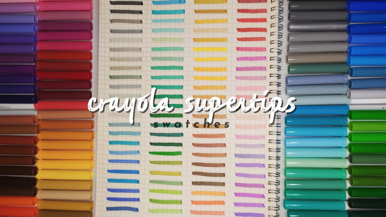 crayola supertips 100 🖍️ (swatches) // cheleegraphy