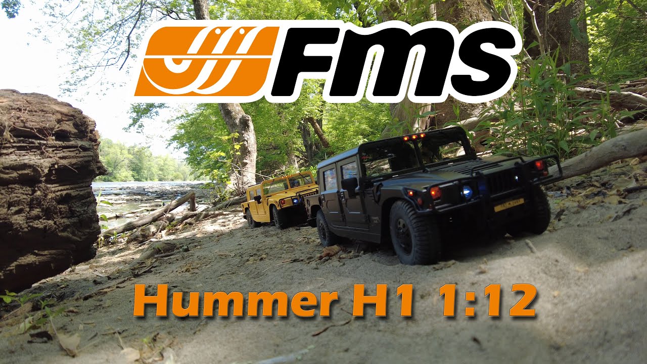Hummer H1 1:12 scale RC car FMS Model Yellow and Black versions sand pit - Part 1