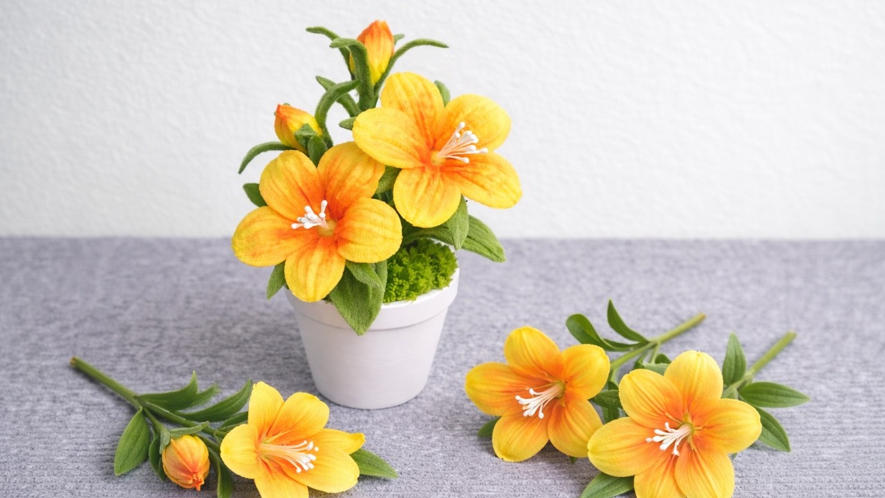 🌸 ふわふわモールで作る可愛いお花の鉢植え