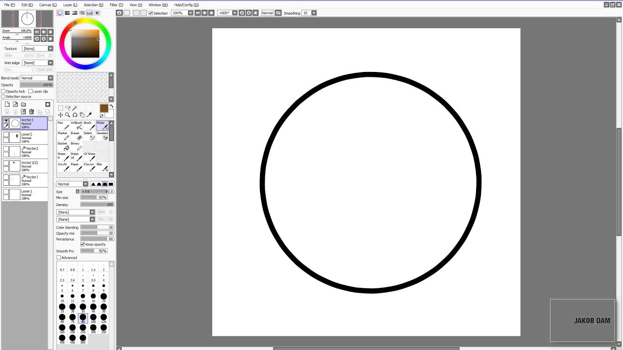 SAI beginner tutorial: pen tool (vector), circles and hair (drawing how-to)