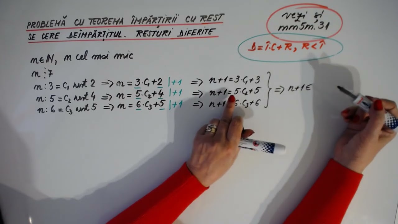 mm5m.39  Problema cu teorema impartirii cu rest, se cere deimpartitul, resturi diferite