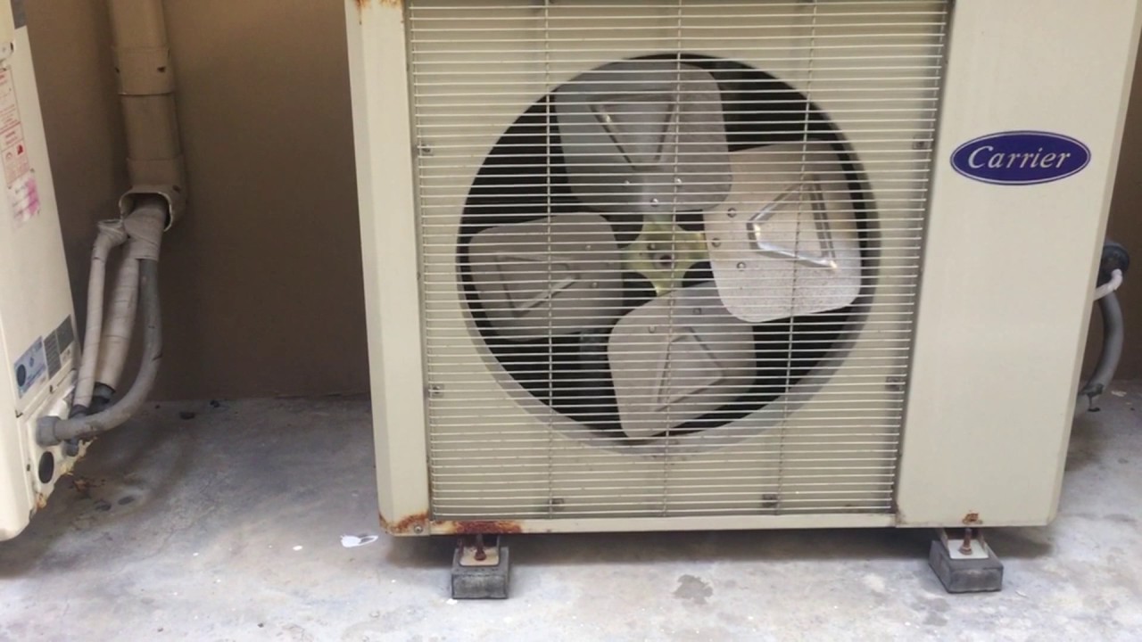 (Shown turned on and off) Carrier brand air conditioners (OUTDOOR CONDENSER UNITS)