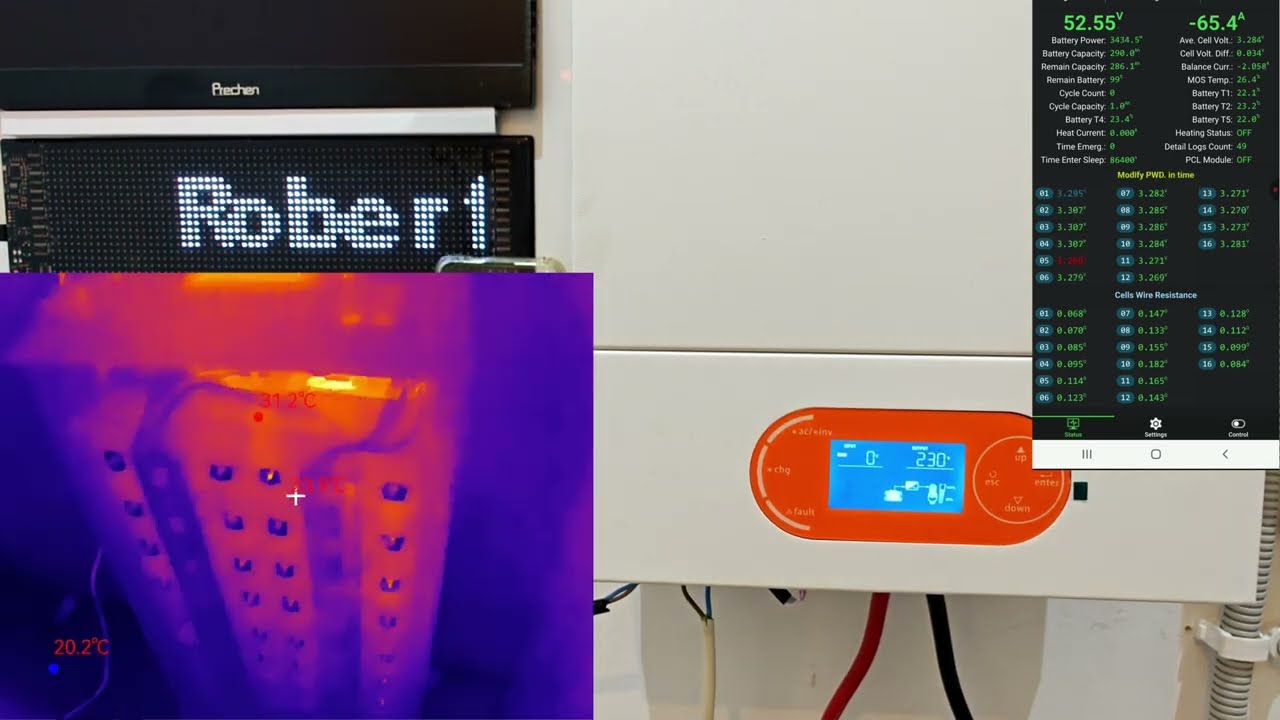 🔋Magazyn energii 15kWh z używanych ogniw – DIY #3 wyniki ładowania po 22 godzinach + test termowizji