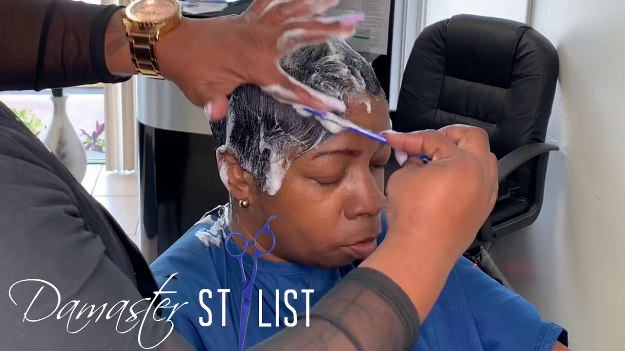 Virgin relaxer, hair cut and style| Simple pixie cut