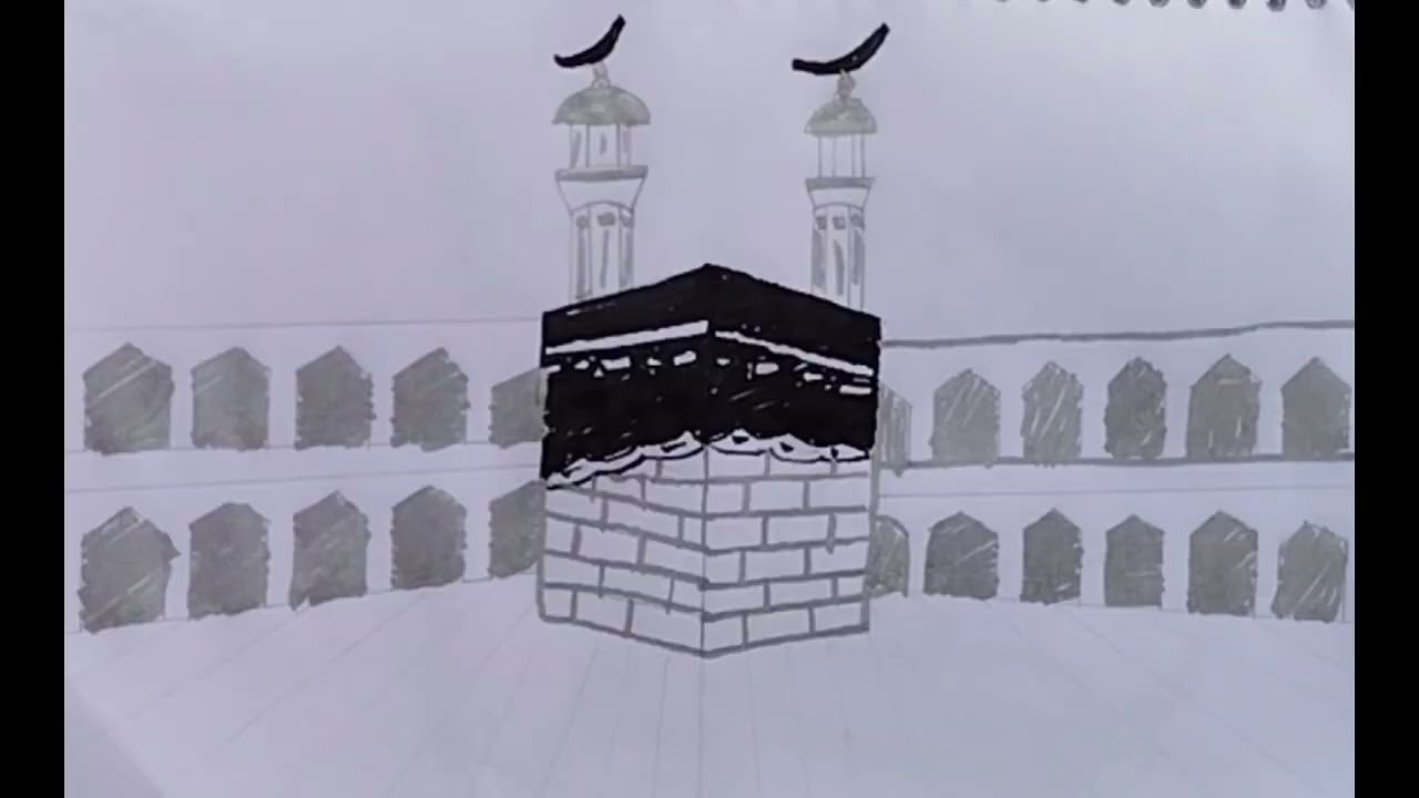 Arabic calligraphy drawing, Makka Sharif art 🕋