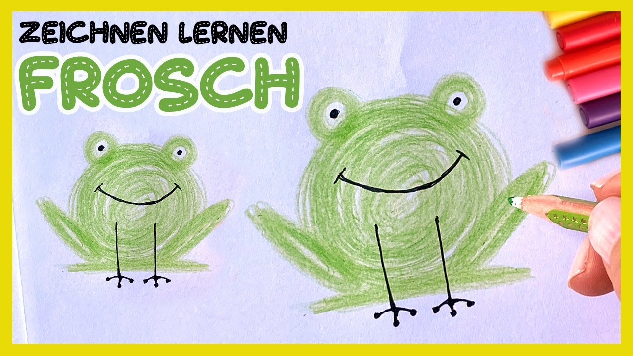 EINFACH FROSCH ZEICHNEN I Schritt f&uuml;r Schritt Kinder 3+ Jahre Alt