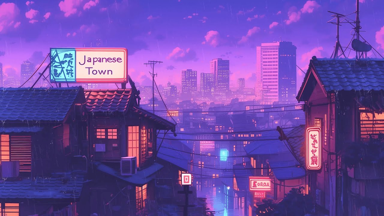 1980s & 90s Lofi Hip Hop Beats 🎶 Retro Nostalgic Vibes & Japanese Town Ambience 🌆 Lofi Rain Playlist