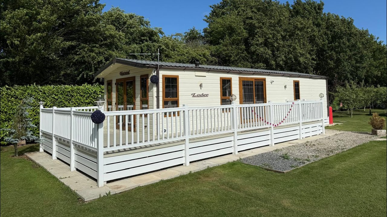 Stunning Cheap Static Lodge Sited With Decking and Skirting On a 12-Month Park Near Skegness
