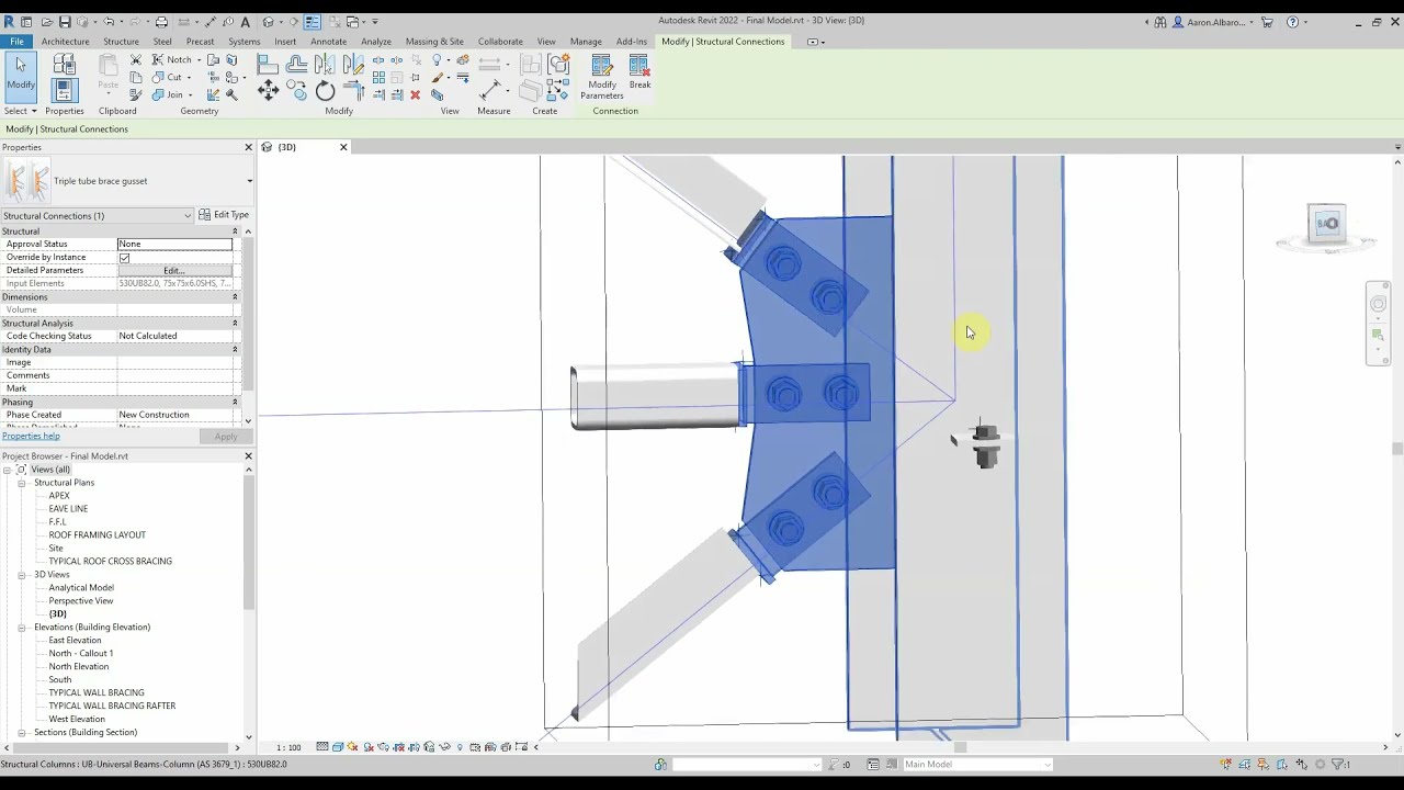 Tutorial 5 (Part 5): Second method for roof and wall bracing connection