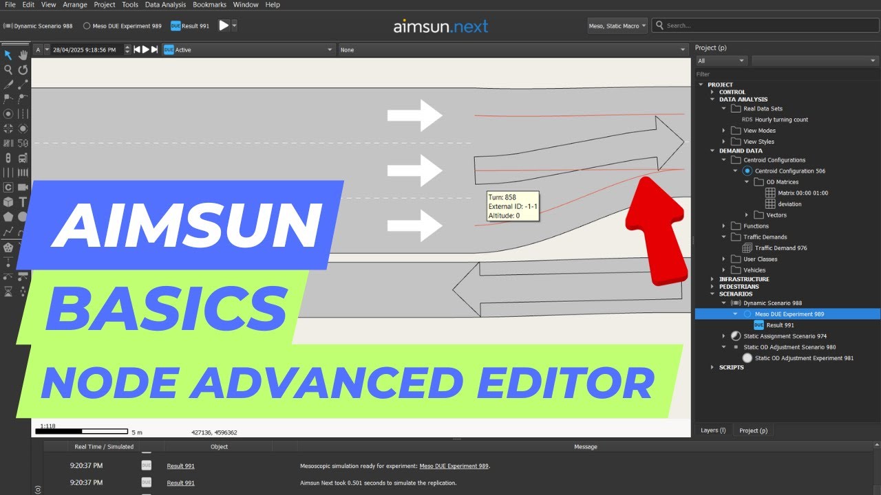 Aimsun Tutorial -  Node advanced editor - lane connectors