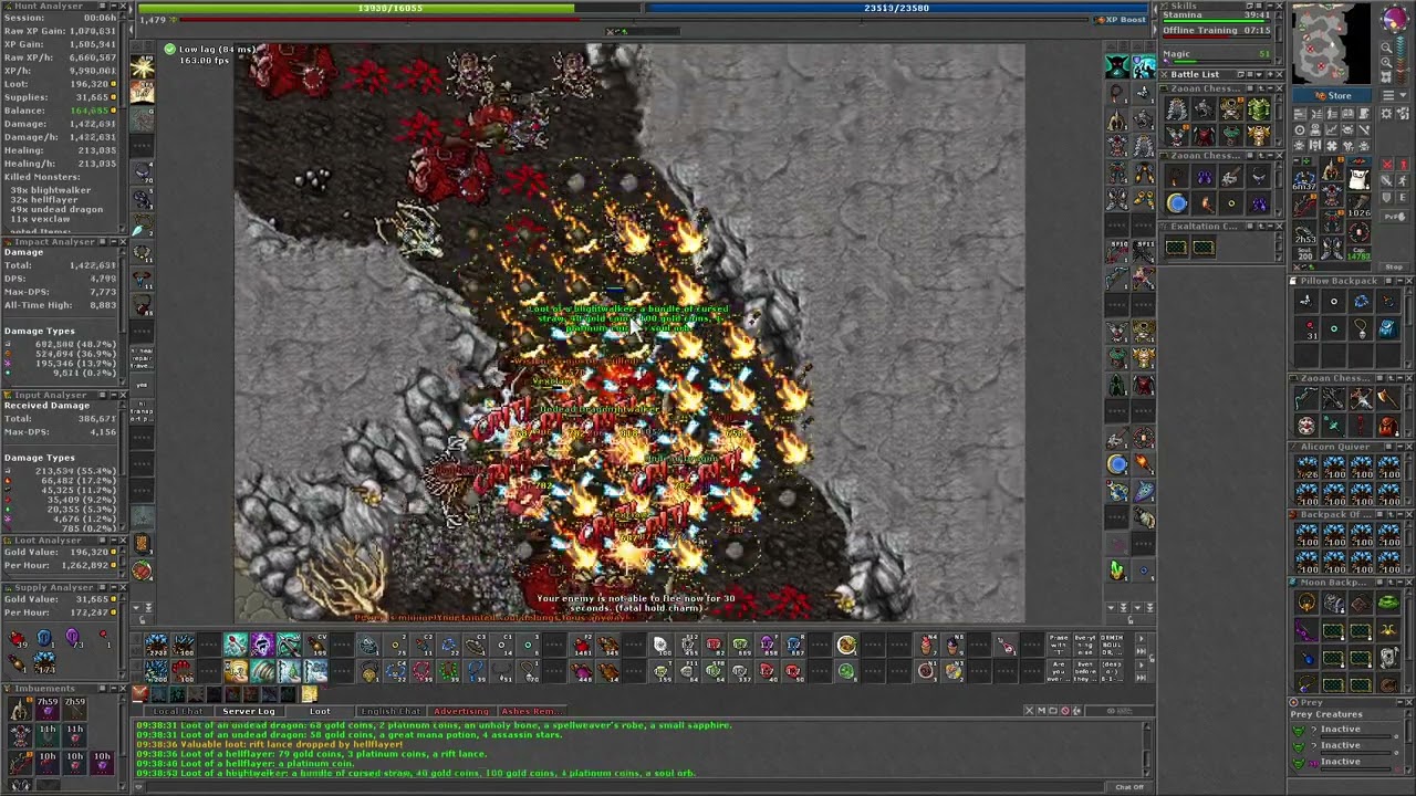 Tibia / Undead Seal / Royal Paladin / 9kk+ raw exp / Level 1400+