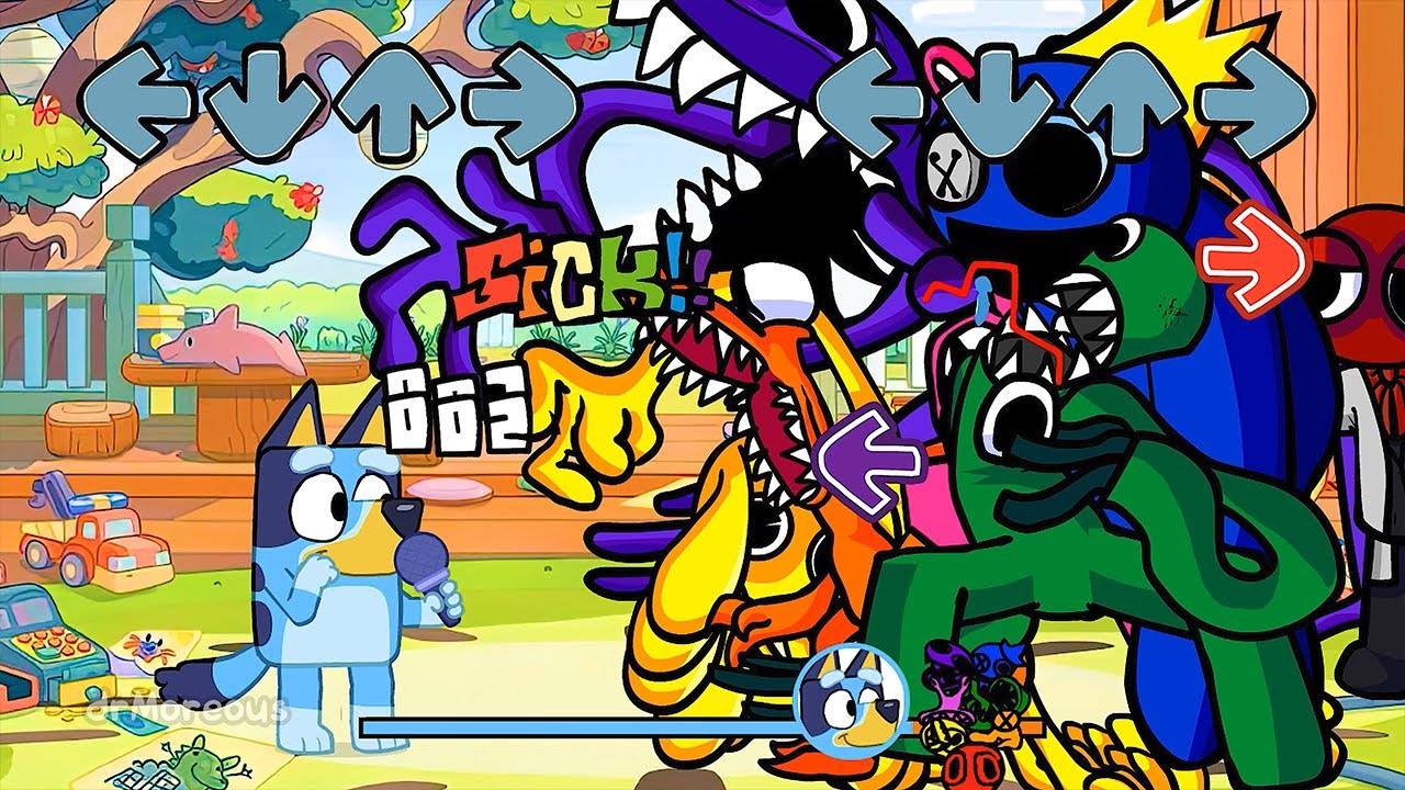 FNF Bluey & Bingo VS Rainbow Friends sings Smile Song