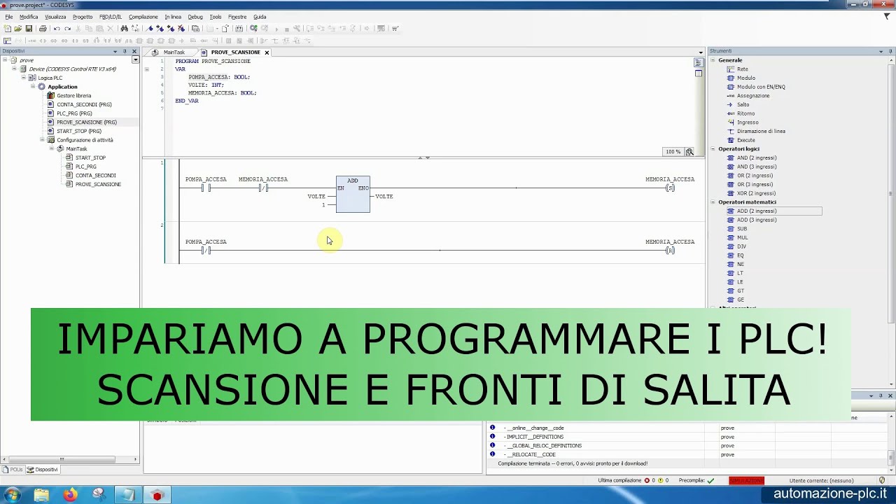 Corso gratuito di PLC Codesys – scansione programma e fronti di salita