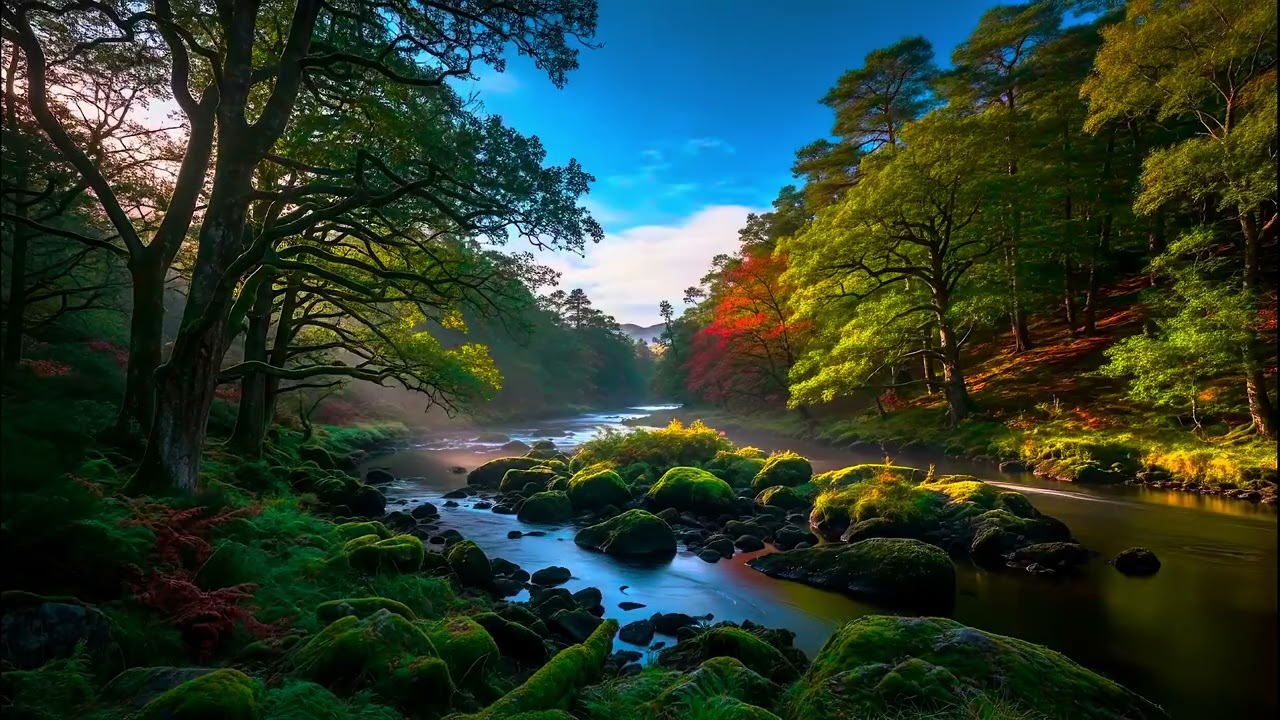 Focus Room Ambience | Gentle Flowing Water & Piano