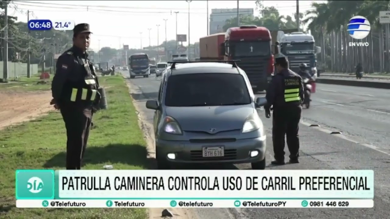 Patrulla Caminera controla el uso de carril preferencial
