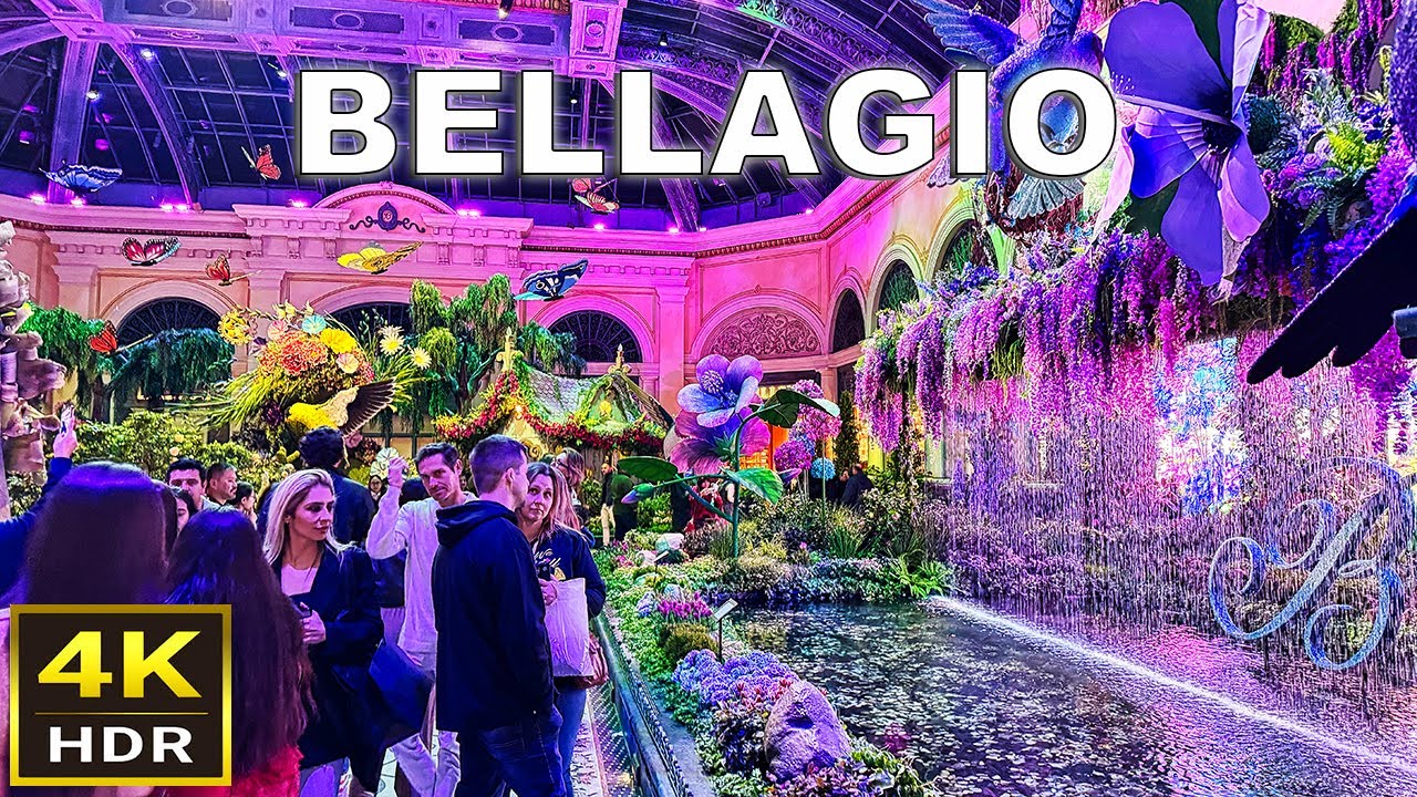 [4K HDR] Bellagio Las Vegas Walking Tour | March 2025 | Bellagio Conservatory Spring Display