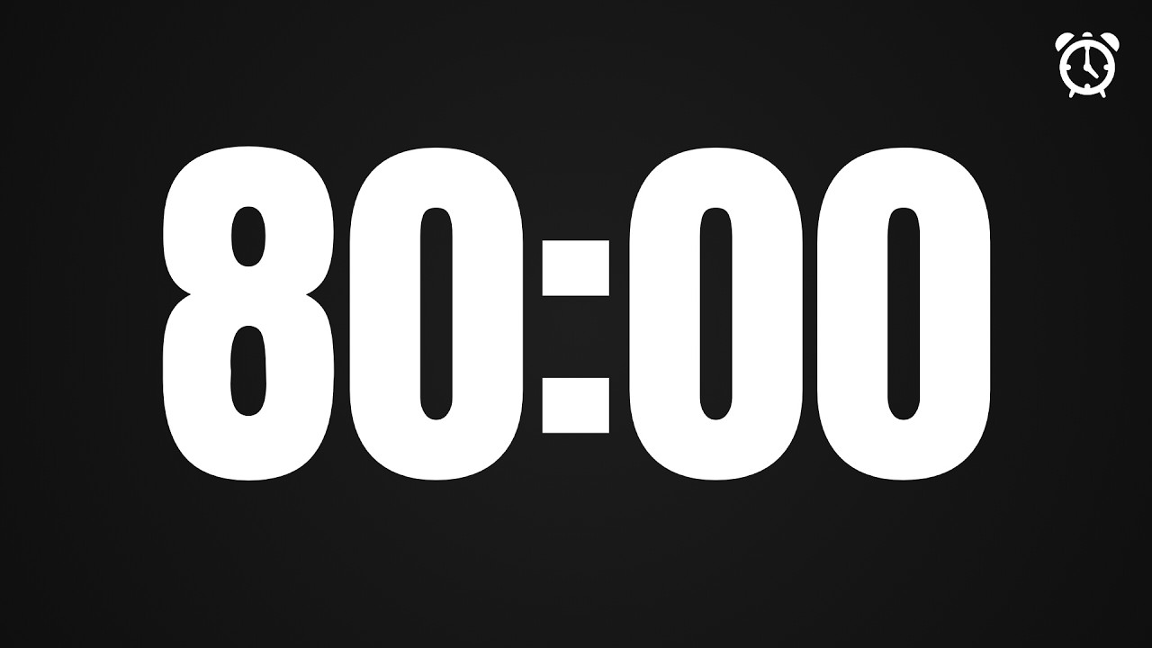 80 Minute Countdown Timer (1 Hour 20 Minutes / 01:20:00) | 4800 Seconds | Clean 4K UHD | HOW TO