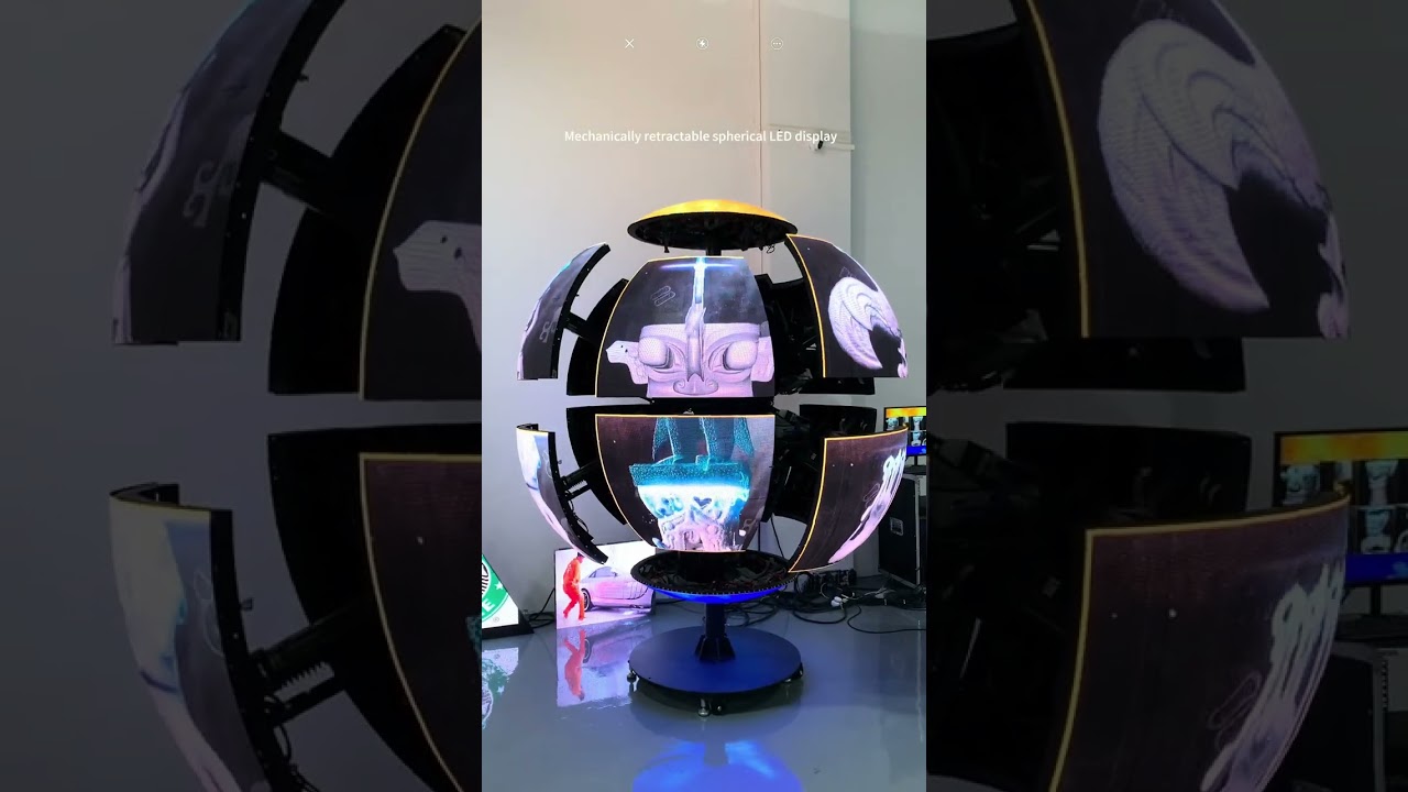 Telescopic mechanical spherical LED display 