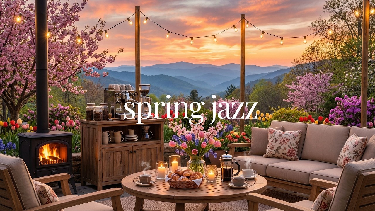 Spring Jazz Café ☕ Relaxing Coffee Shop Ambience & Smooth Jazz for Study, Work & Relax