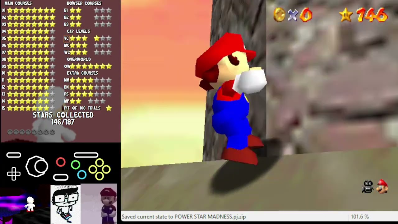 SM64 Power Star Madness - VC: Vanish Cap Cove Green Stars (savestateless)