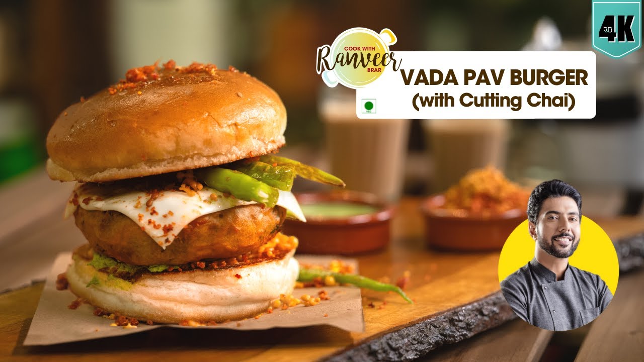Vada Pav & Cutting Chai recipe | वडा पाव और कड़क चाय | Vada Pav Burger | ASMR cooking | Chef Ranveer