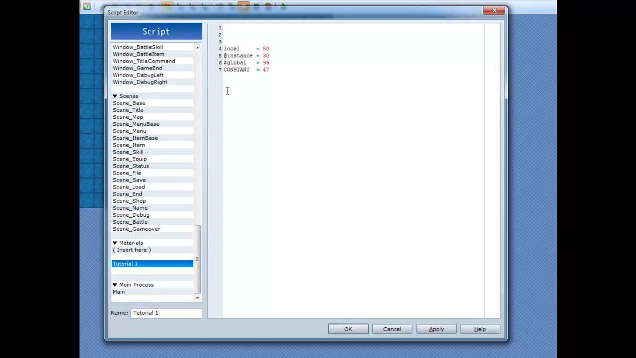 RGSS3 Scripting Tutorials ~ Tutorial 1 - Variables