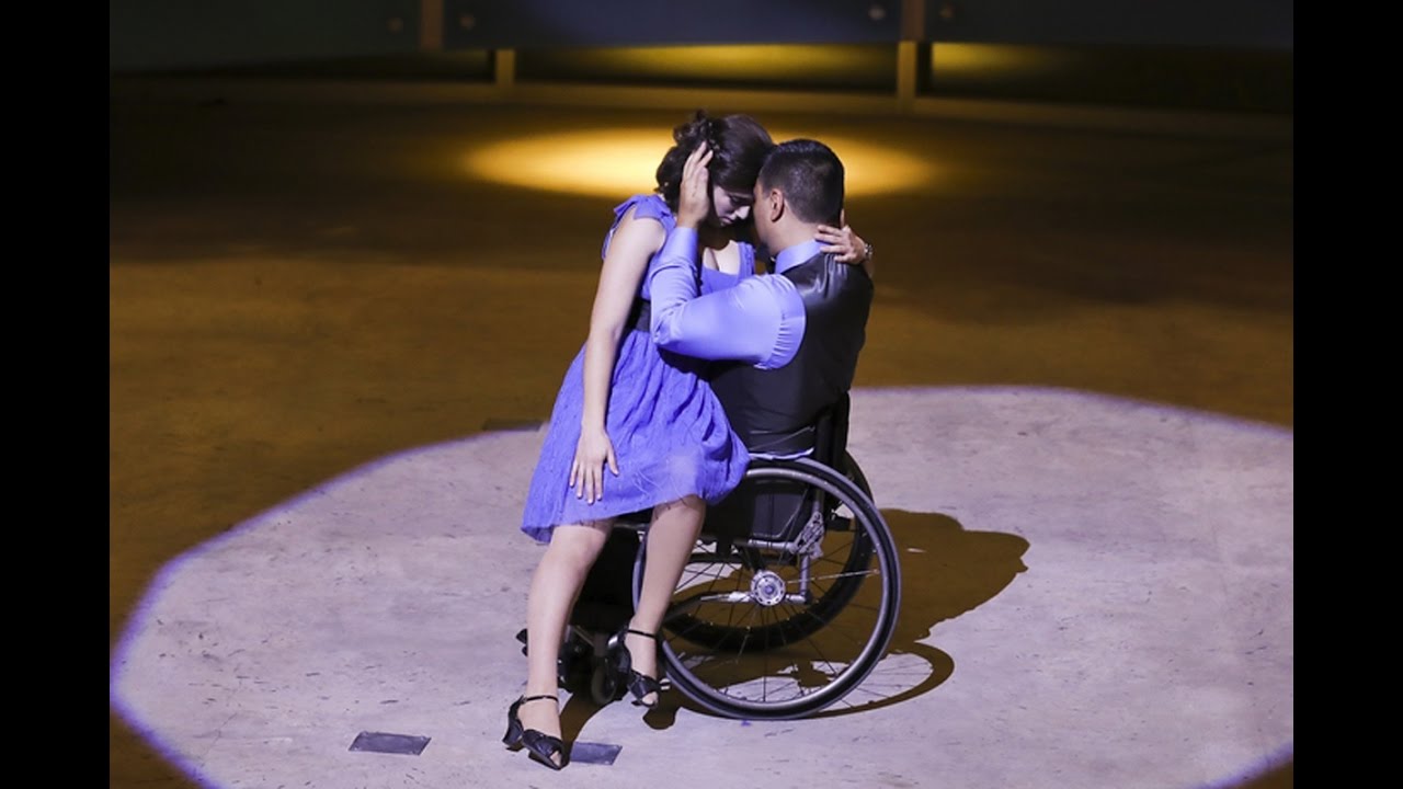 Cadi and Vince perform wheelchair rumba at the Spinal Chord Gala