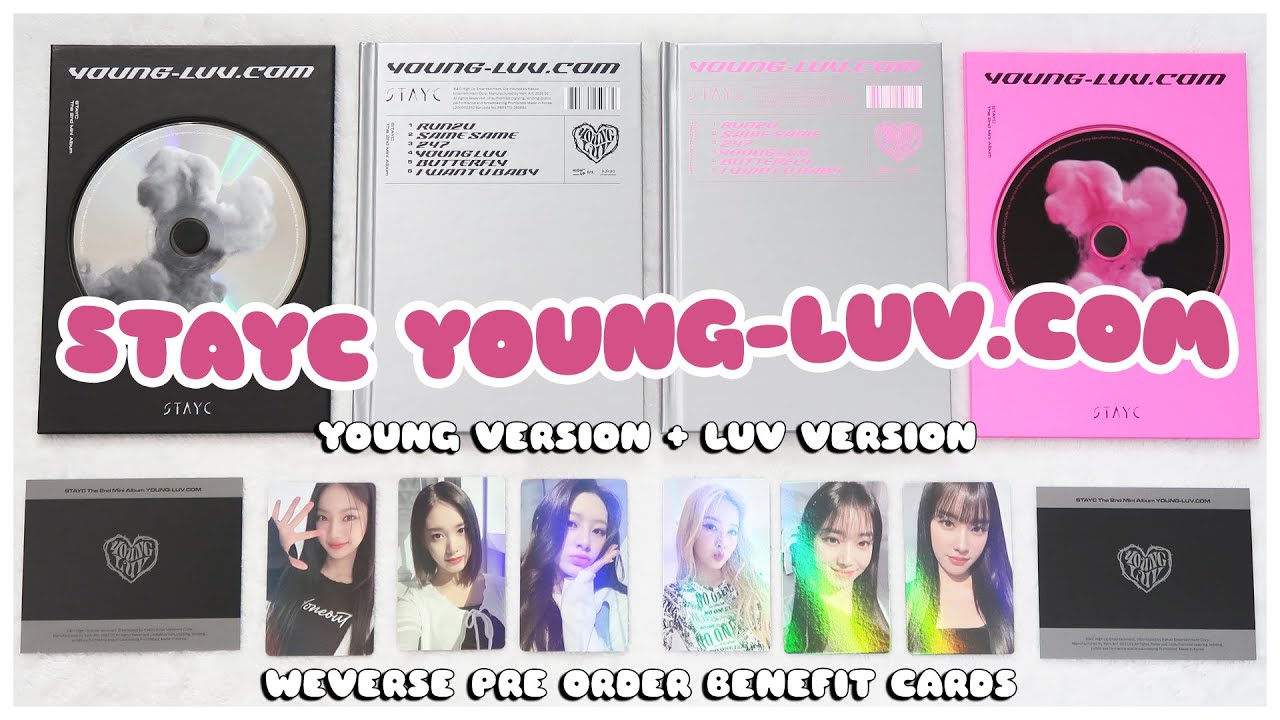 ✨ unboxing stayc young luv 2nd mini album + weverse pob holo photocards