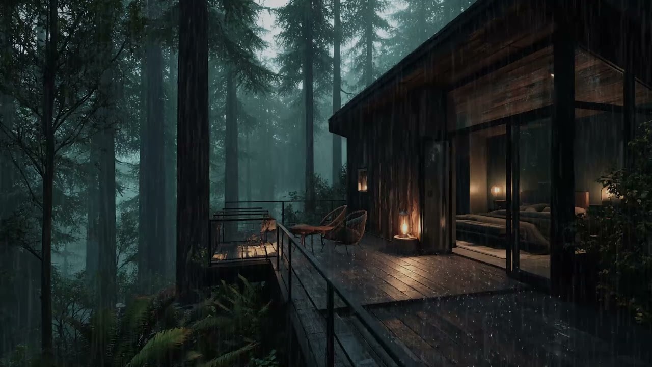 Rainy Forest Room Night Ambience | Relaxation & Sleep [No Music]
