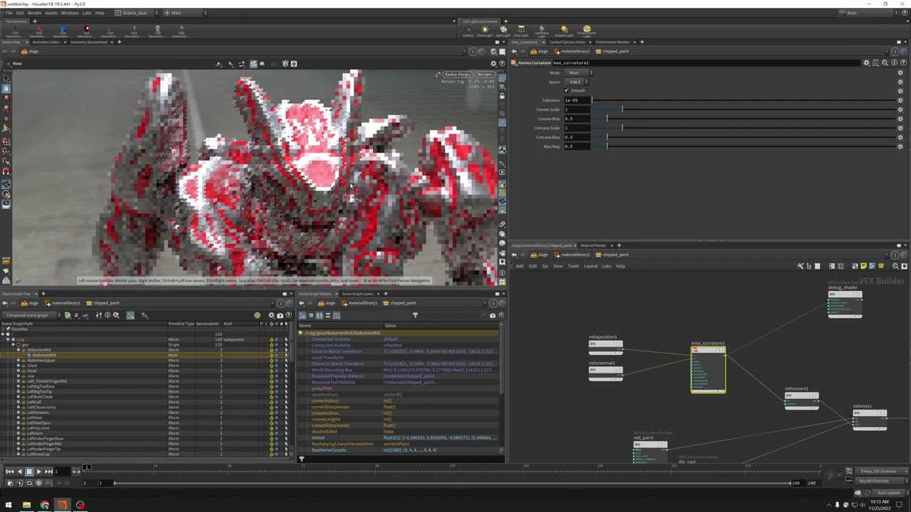 Karma MaterialX Curvature in Houdini