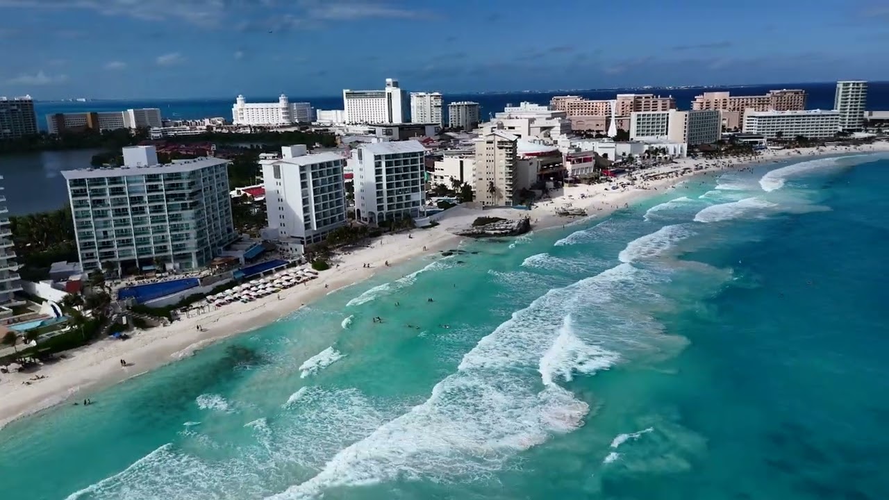 Cancun Hotel Zone by drone Mexico