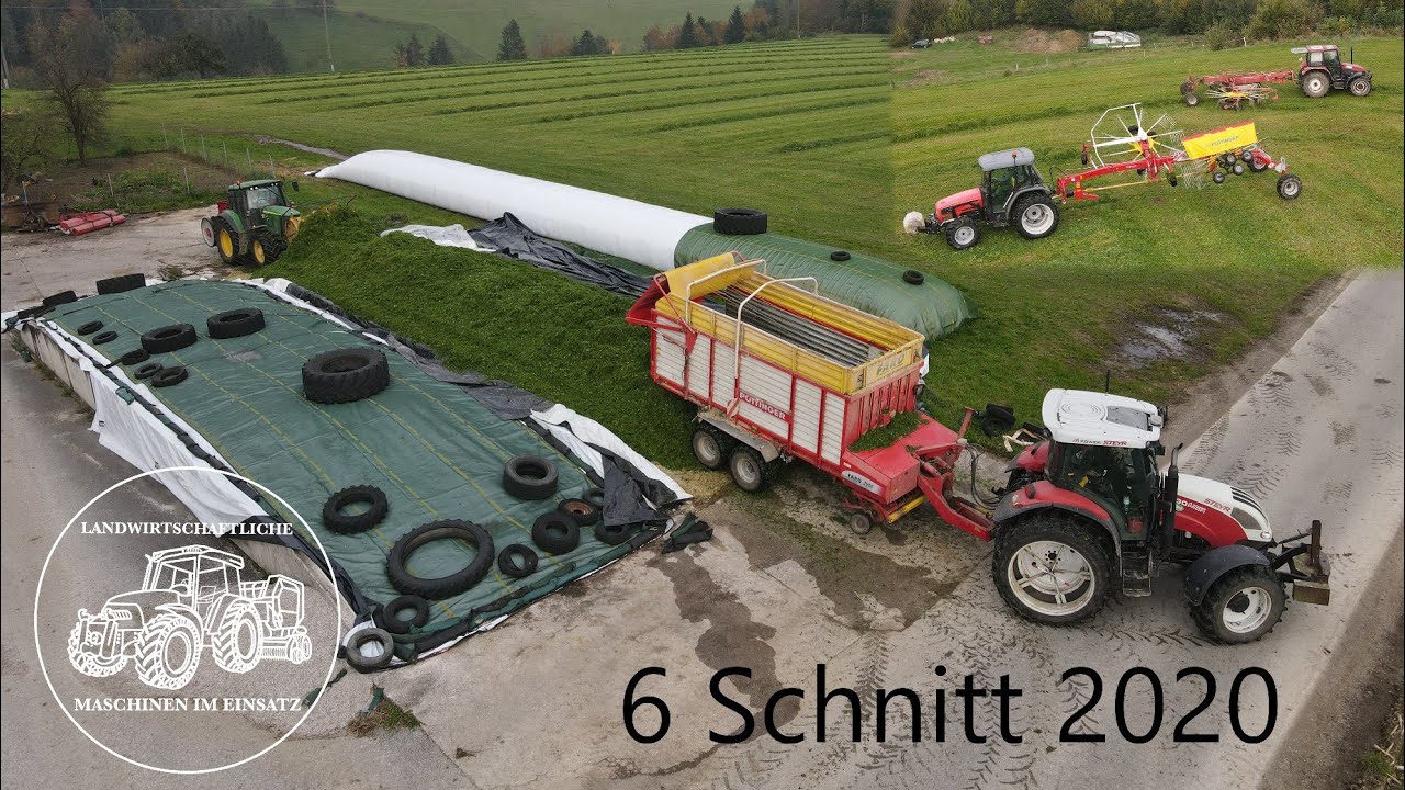 6 Schnitt Grassilage 2020 | Der Fahrsilo ist Voll | Schwader und Ladewagen Technik von Pöttinger