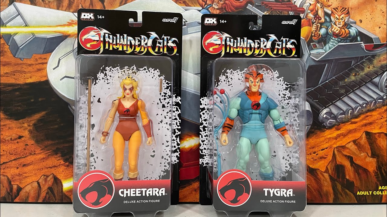 NEW SUPER 7 DELUXE DX THUNDERCATS CHEETARA AND TYGRA ACTION FIGURES REVIEW