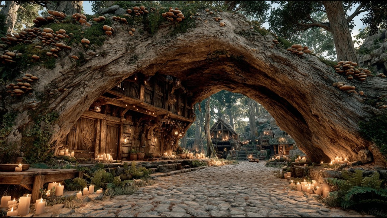 Mushroom-Crowned Archway of Quiet Lanternvale | Medieval Fantasy Music & Animated Ambience