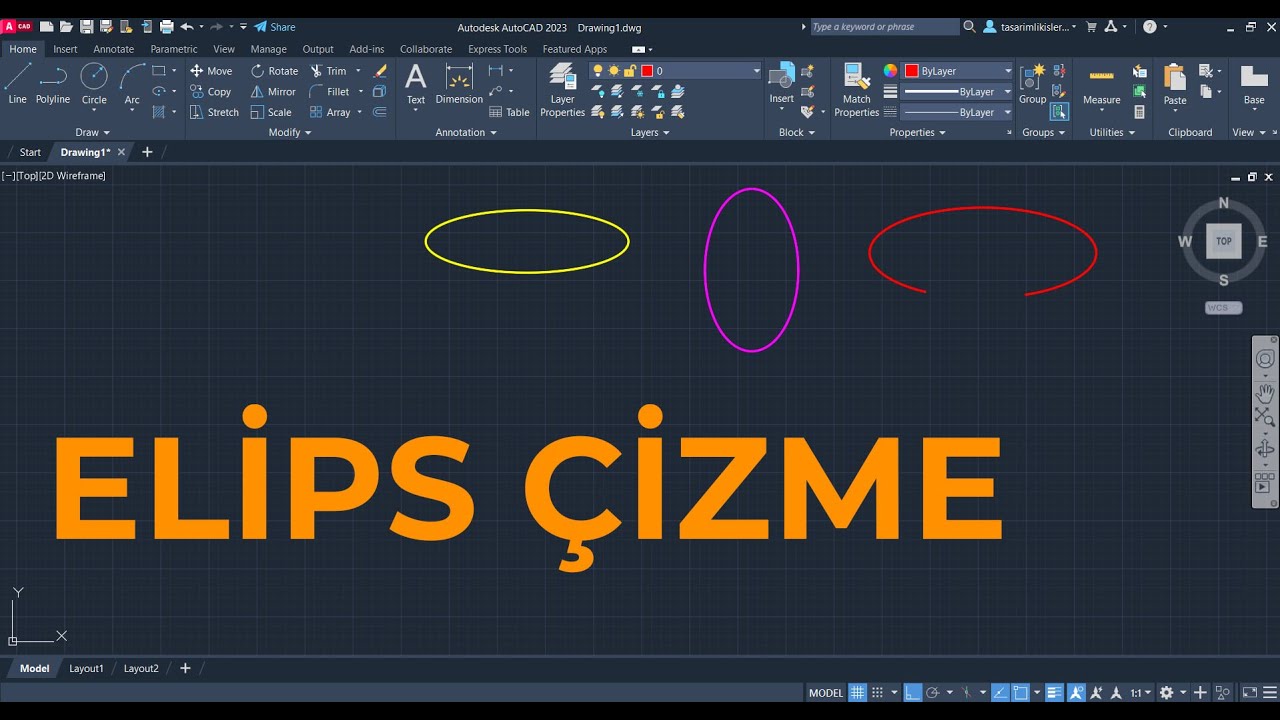 AutoCAD Dersleri -Ellipse - Elips  Komutu
