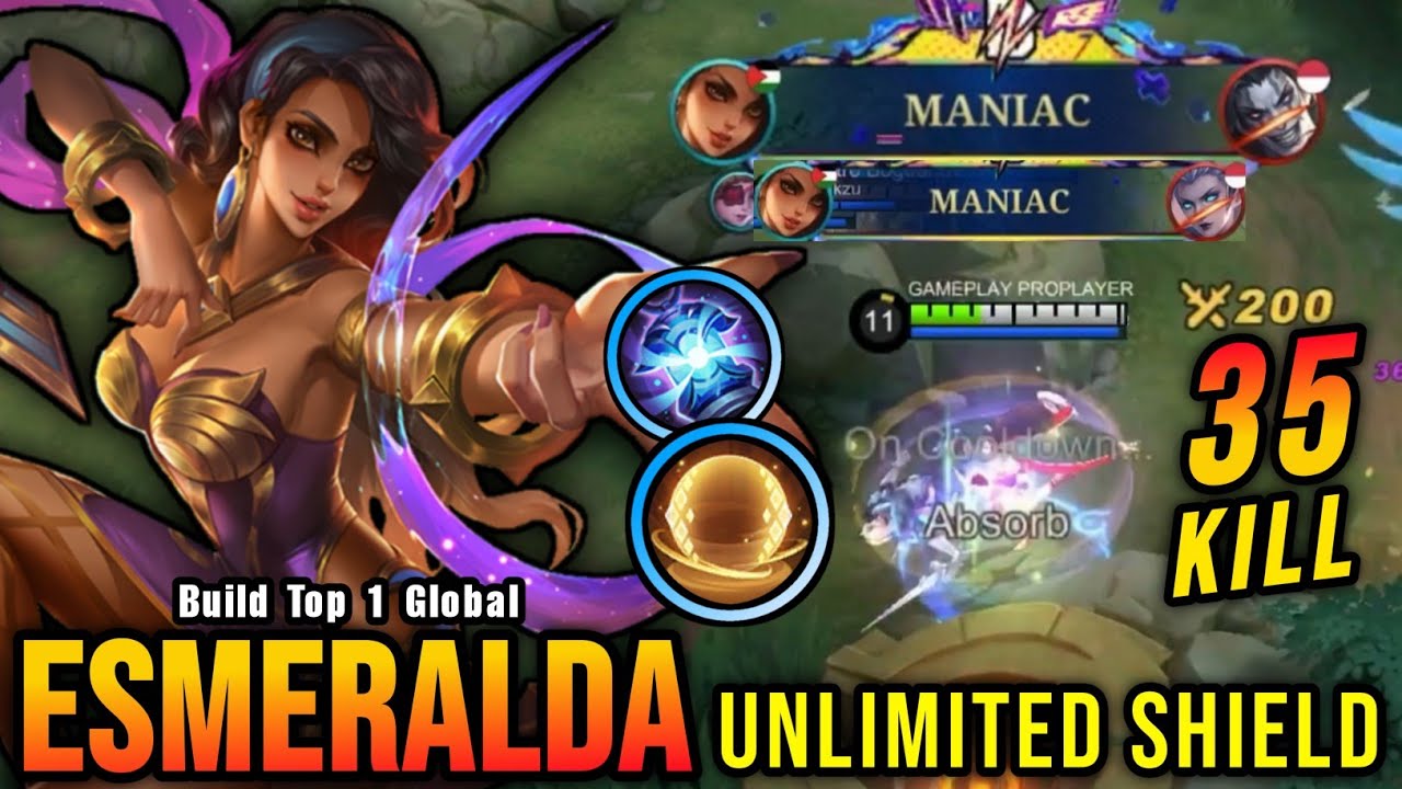 35 Kills + 2x MANIAC!! New Esmeralda Best Build and Emblem!! - Build Top 1 Global Esmeralda ~ MLBB