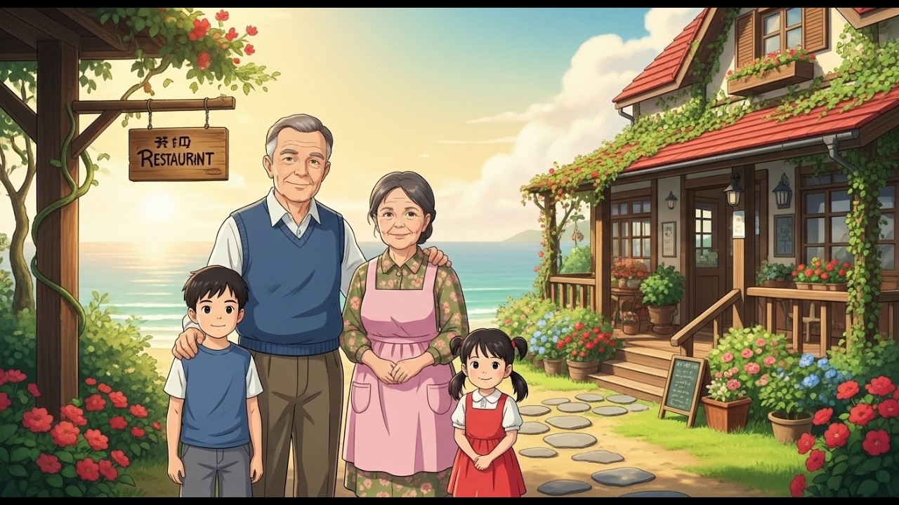 Cozy Ghibli-Style Beachside Restaurant | A Peaceful Family Story