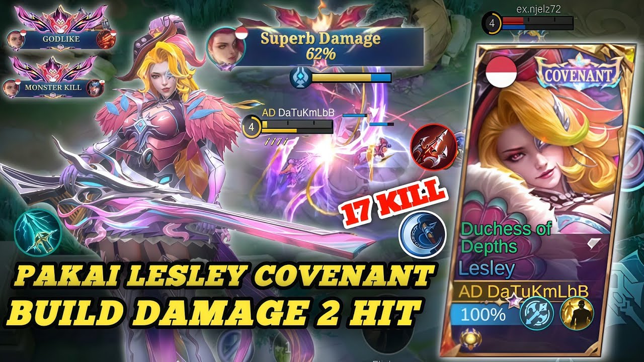17 KILL !!  LESLEY BUILD TERSAKIT 2025, DAMAGE 2 HIT MENGERIKAN | META LESLEY MLBB