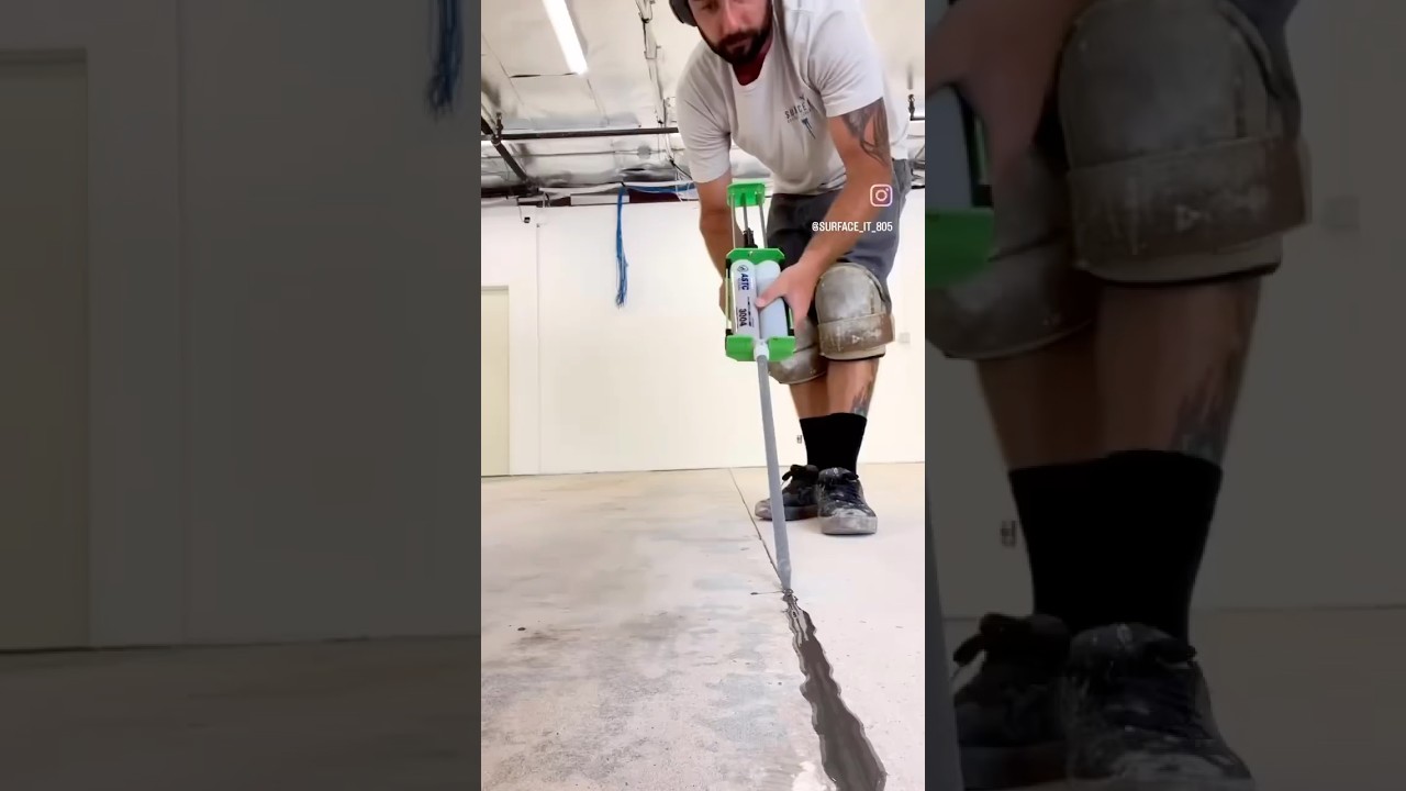 Concrete Repair Filling Expansion Joints With Polyurea Joint Filler.#surfaceit805 #concrete #repair