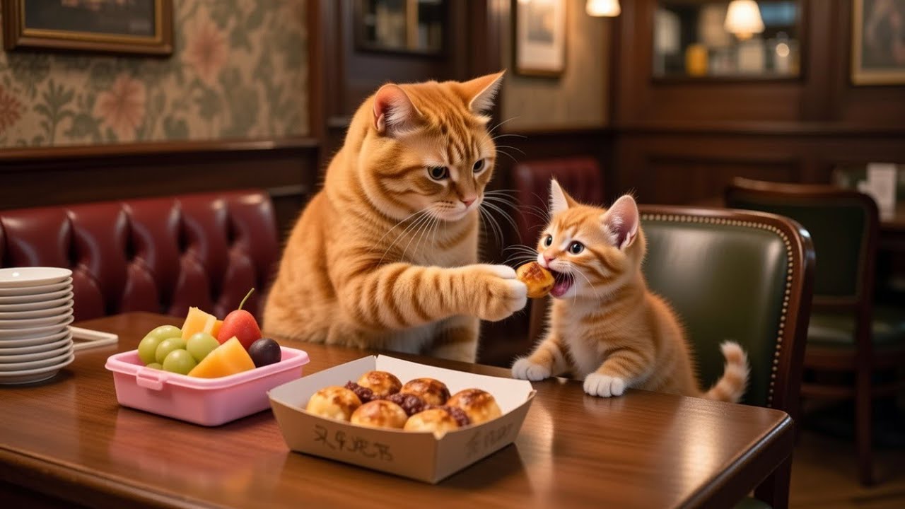 Mama Cat worked at Resturant to Buy a Special Gift For Kitten 