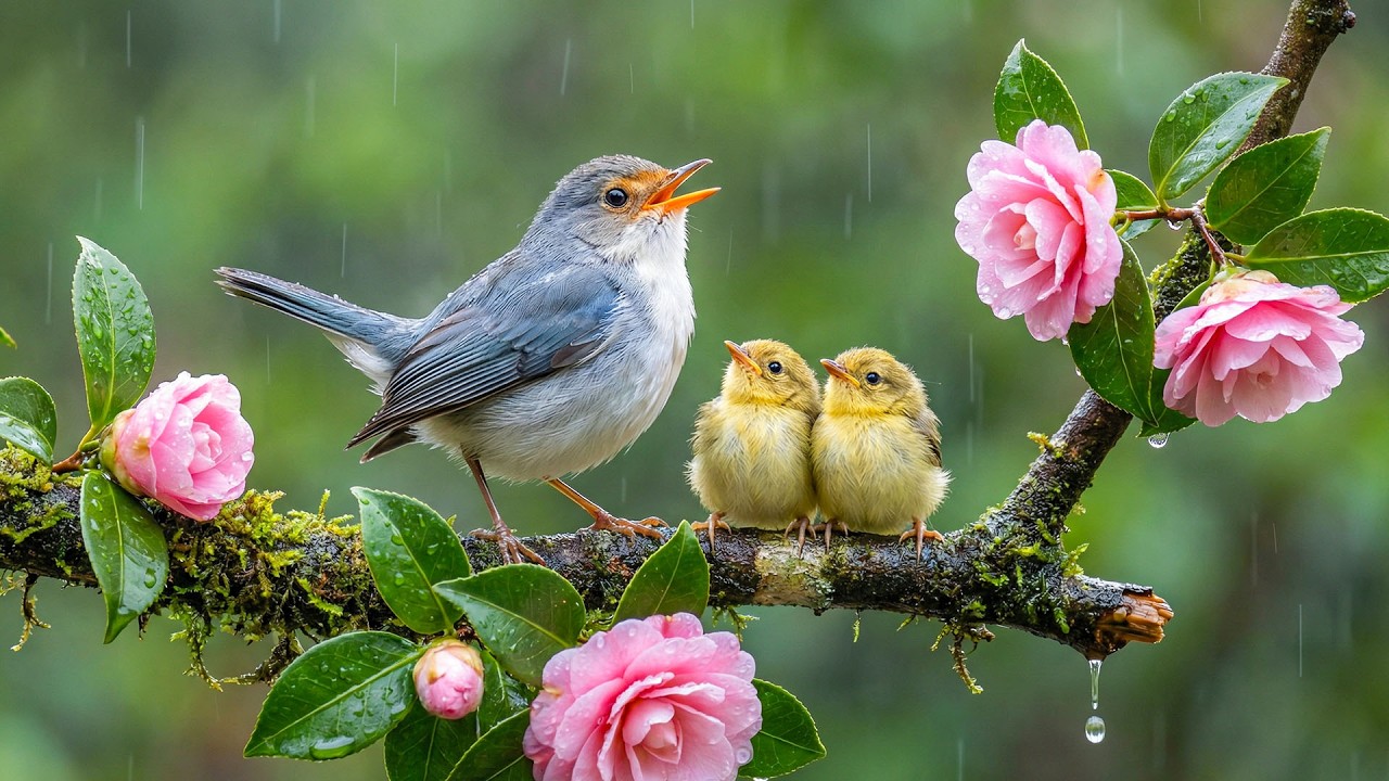 Дождь и птицы под нежную фортепианную музыку ~ Прекрасная расслабляющая музыка и звуки природы дл...