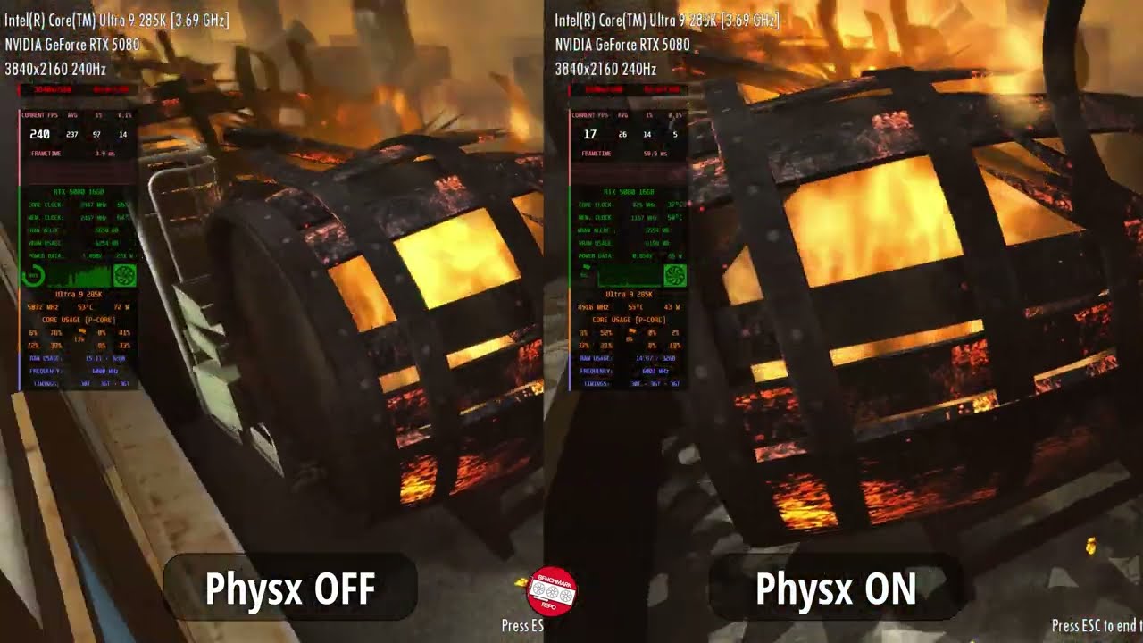 PHYSX 32-BIT ON VS OFF RTX 5080 | MAFIA II CLASSIC 16 FPS.. 😒