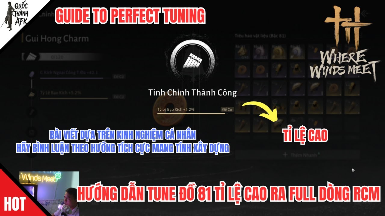 Where Winds Meet | Hướng dẫn Tune đồ 81 Tỉ lệ ra dòng Đề Xuất cực cao - Guide to Perfect Tuning