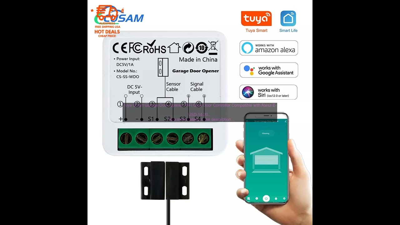 1005005981728489 Tuya Smart Garage Door Opener WiFi Gate Door Controllor Compatible wit