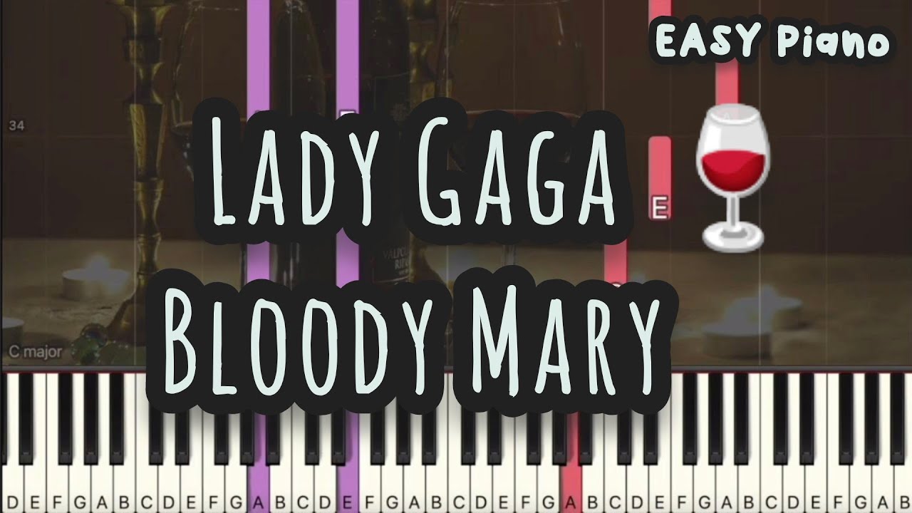 Lady Gaga - Bloody Mary | Wednesday Addams (Easy Piano, Piano Tutorial) Sheet