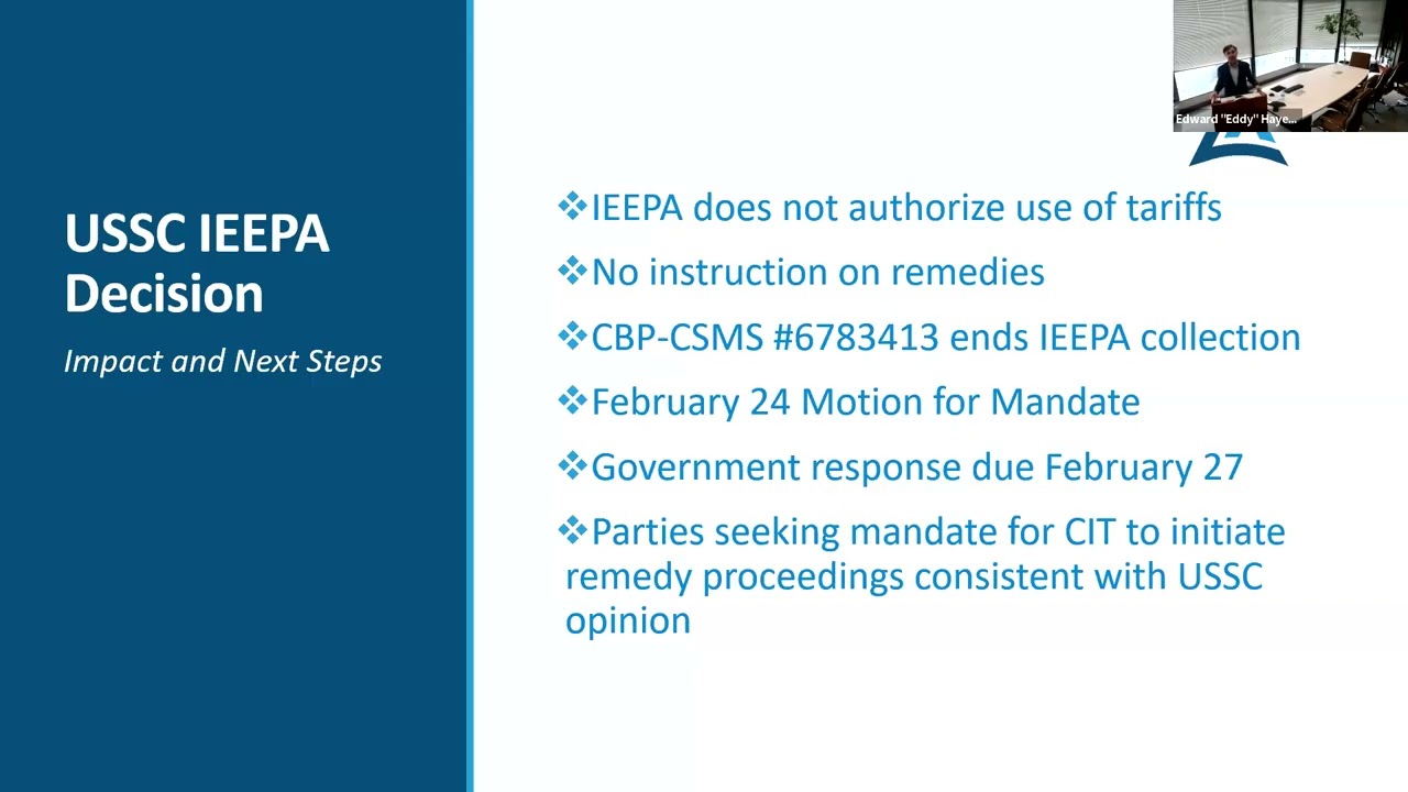 Webinar: Navigating Tariffs Following the Supreme Court Ruling